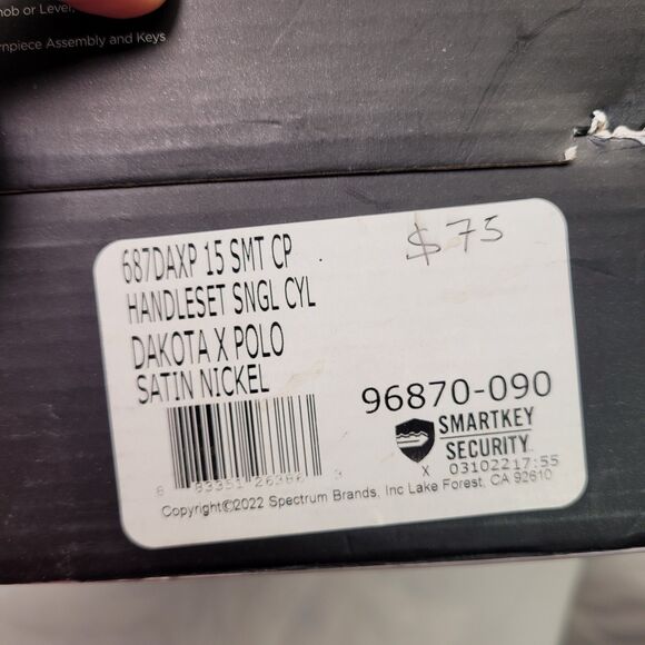 Kwikset Dakota Satin Nickel Door Handleset W/ Polo Knob & SmartKey 687DAXP15SMT - Picture 10 of 11